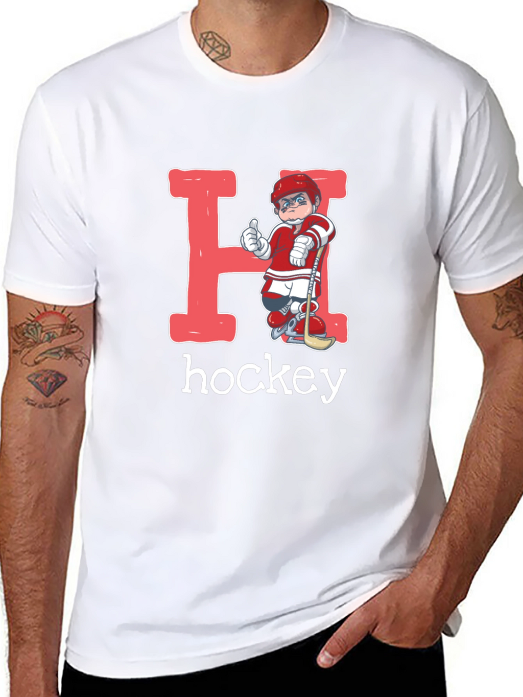 Hockey Player Letter H Graphic T-Shirt