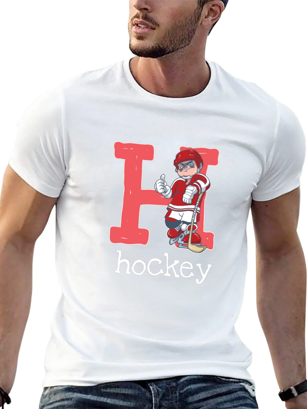 Hockey Player Letter H Graphic T-Shirt