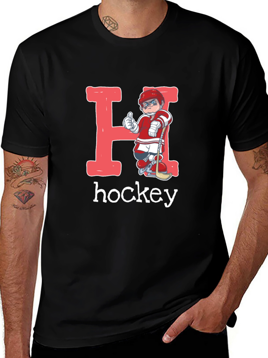 Hockey Player Letter H Graphic T-Shirt