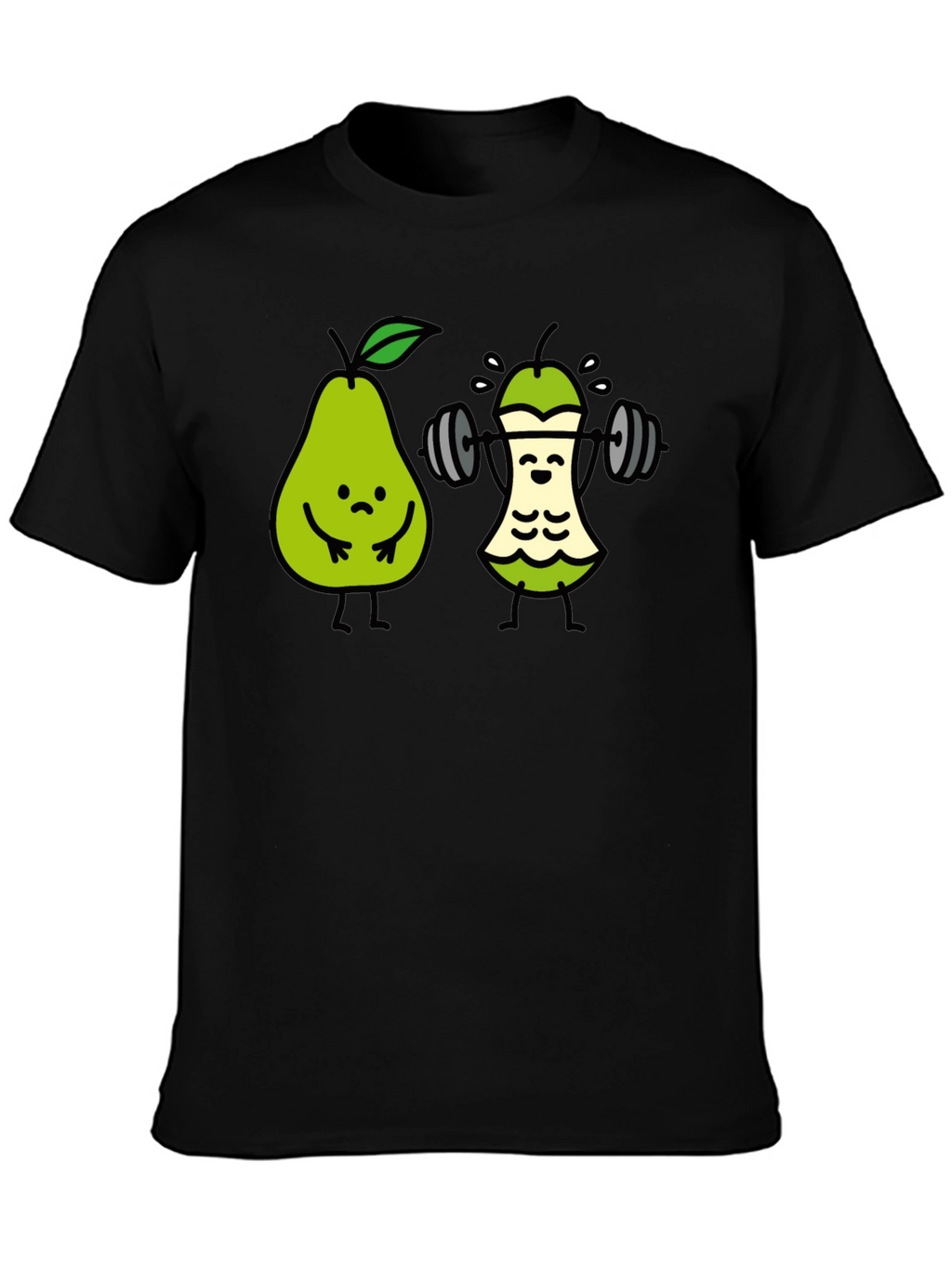 Funny Pear Workout T-Shirt - Black Cotton Tee