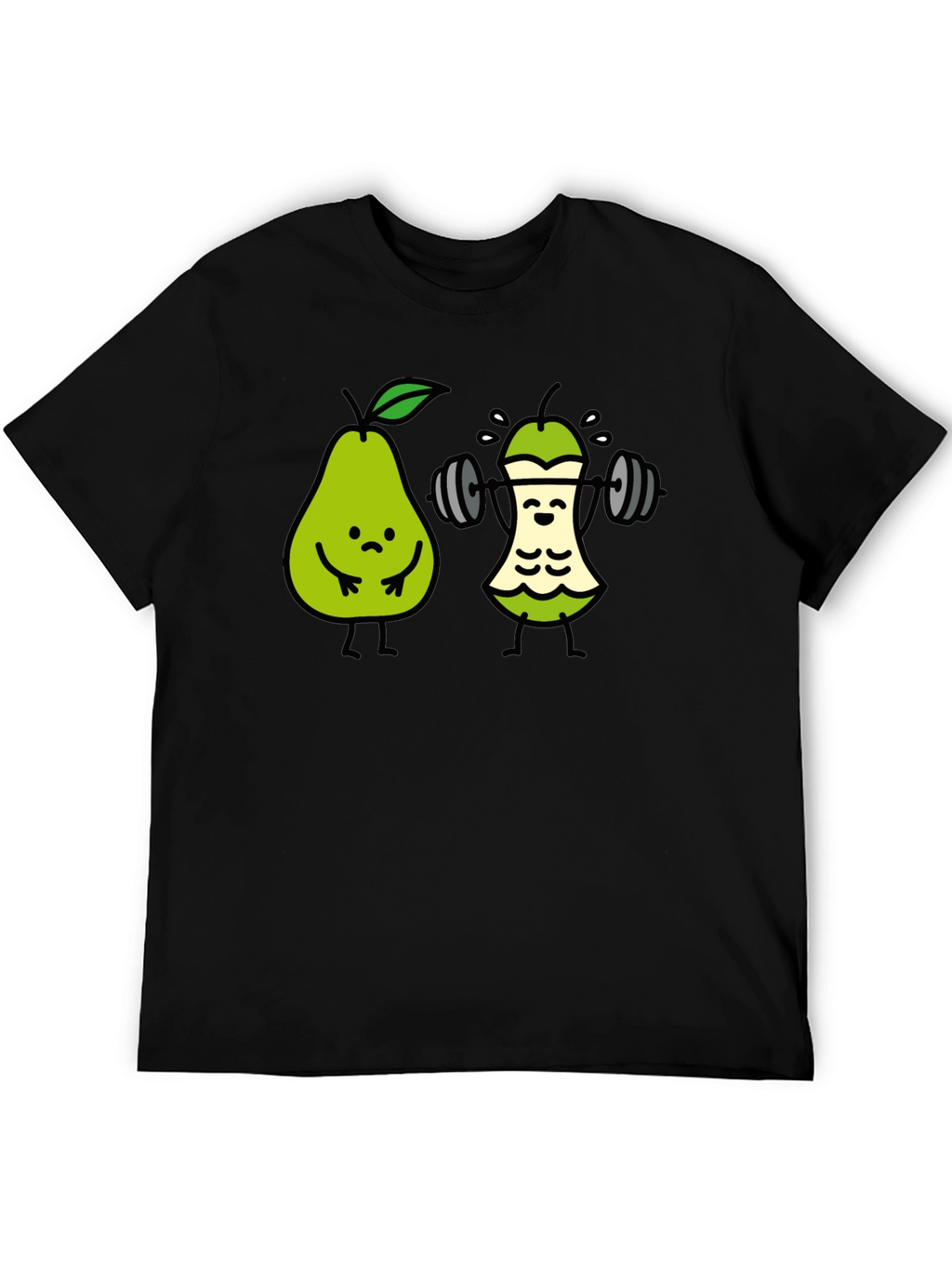Funny Pear Workout T-Shirt - Black Cotton Tee