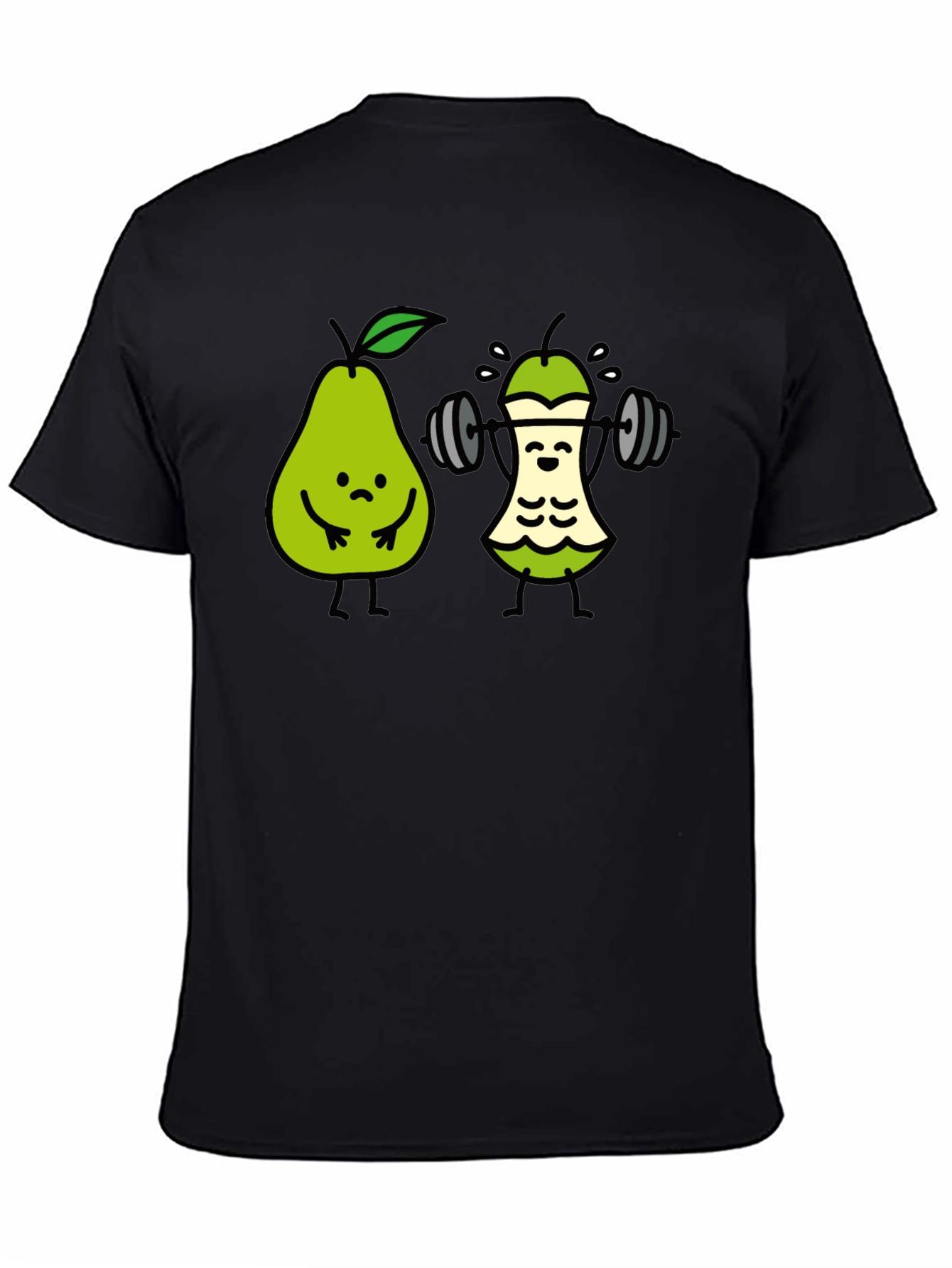 Funny Pear Workout T-Shirt - Black Cotton Tee
