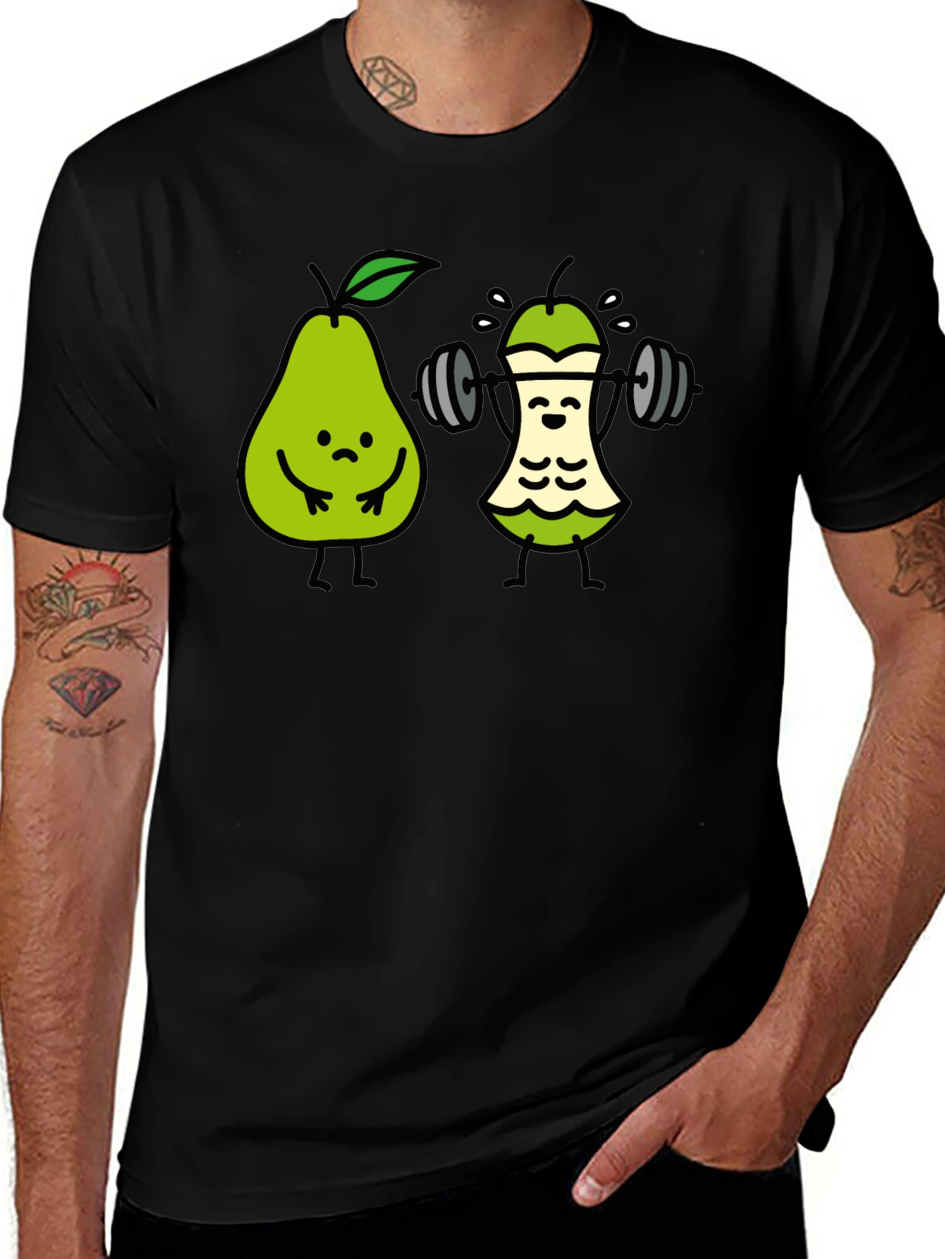 Funny Pear Workout T-Shirt - Black Cotton Tee