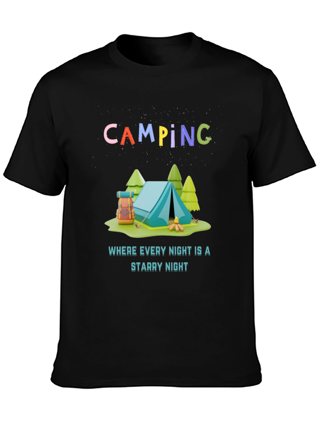Camping Starry Night Graphic Tee