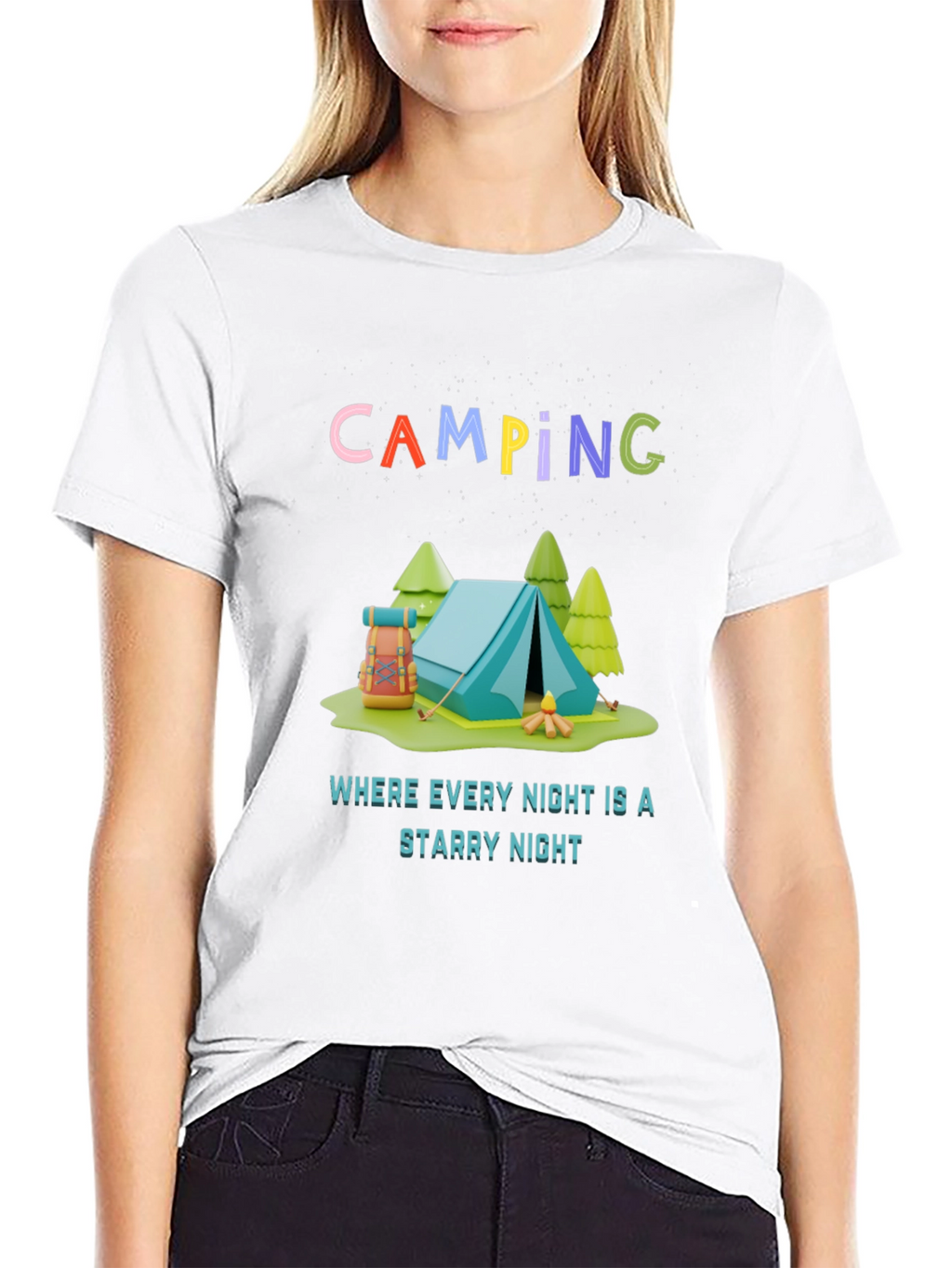 Camping Starry Night Graphic Tee