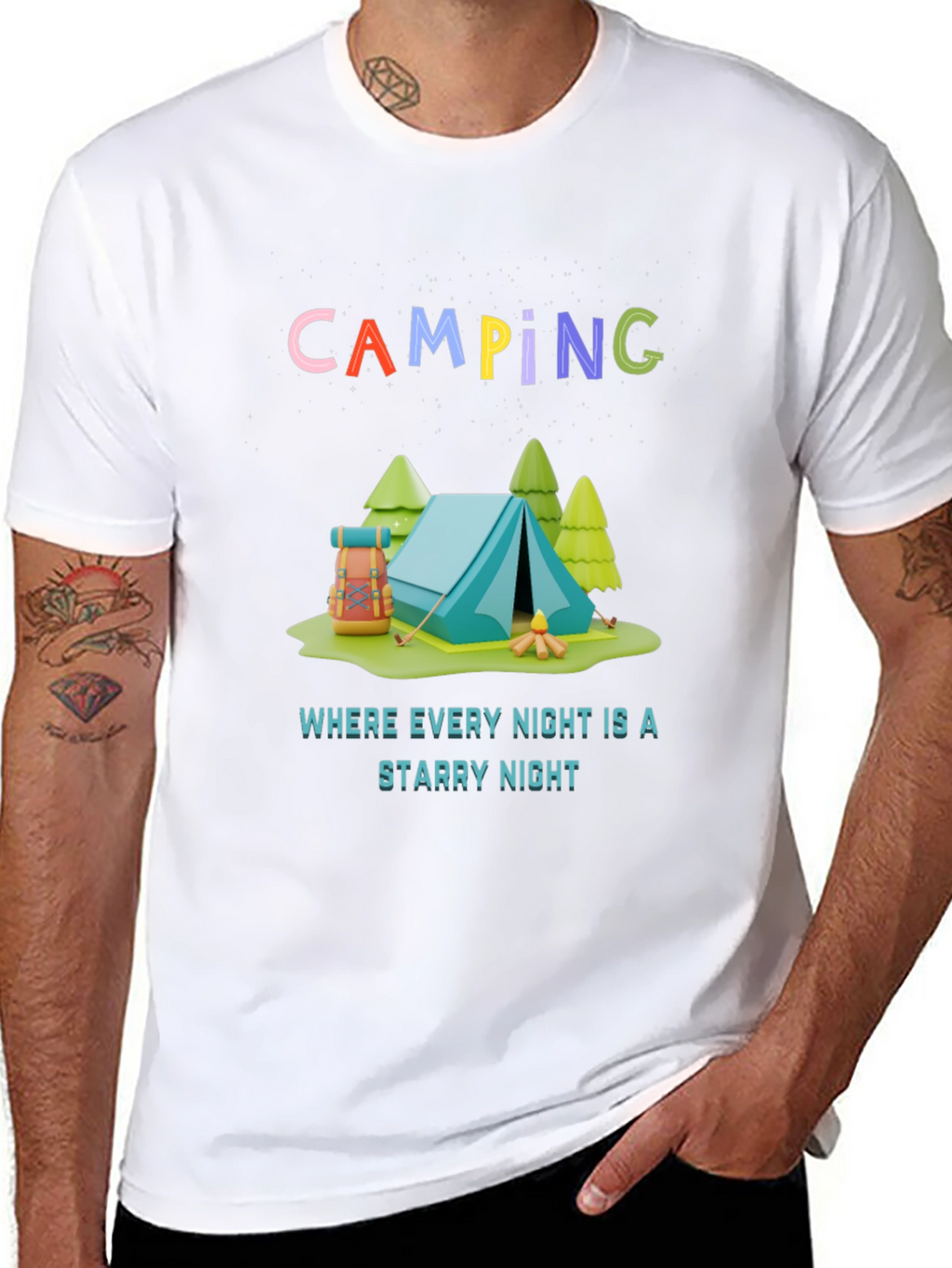 Camping Starry Night Graphic Tee