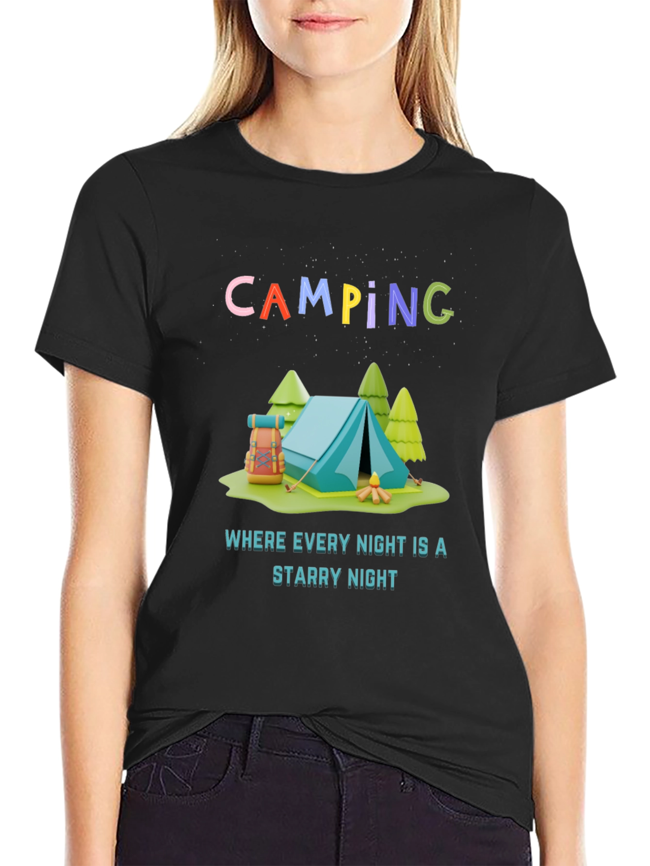 Camping Starry Night Graphic Tee