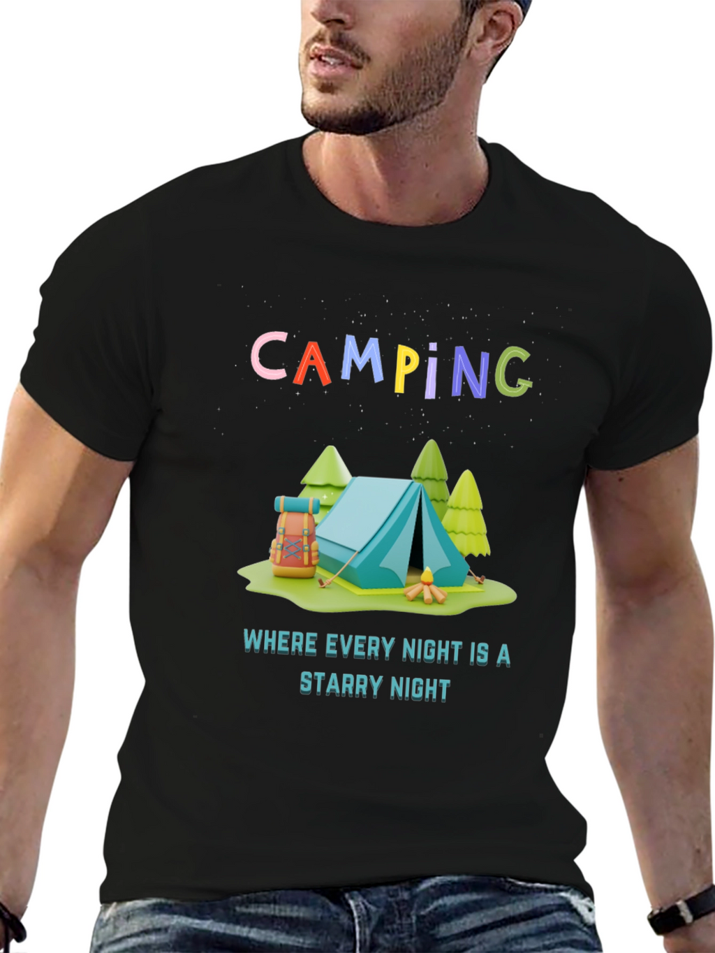 Camping Starry Night Graphic Tee