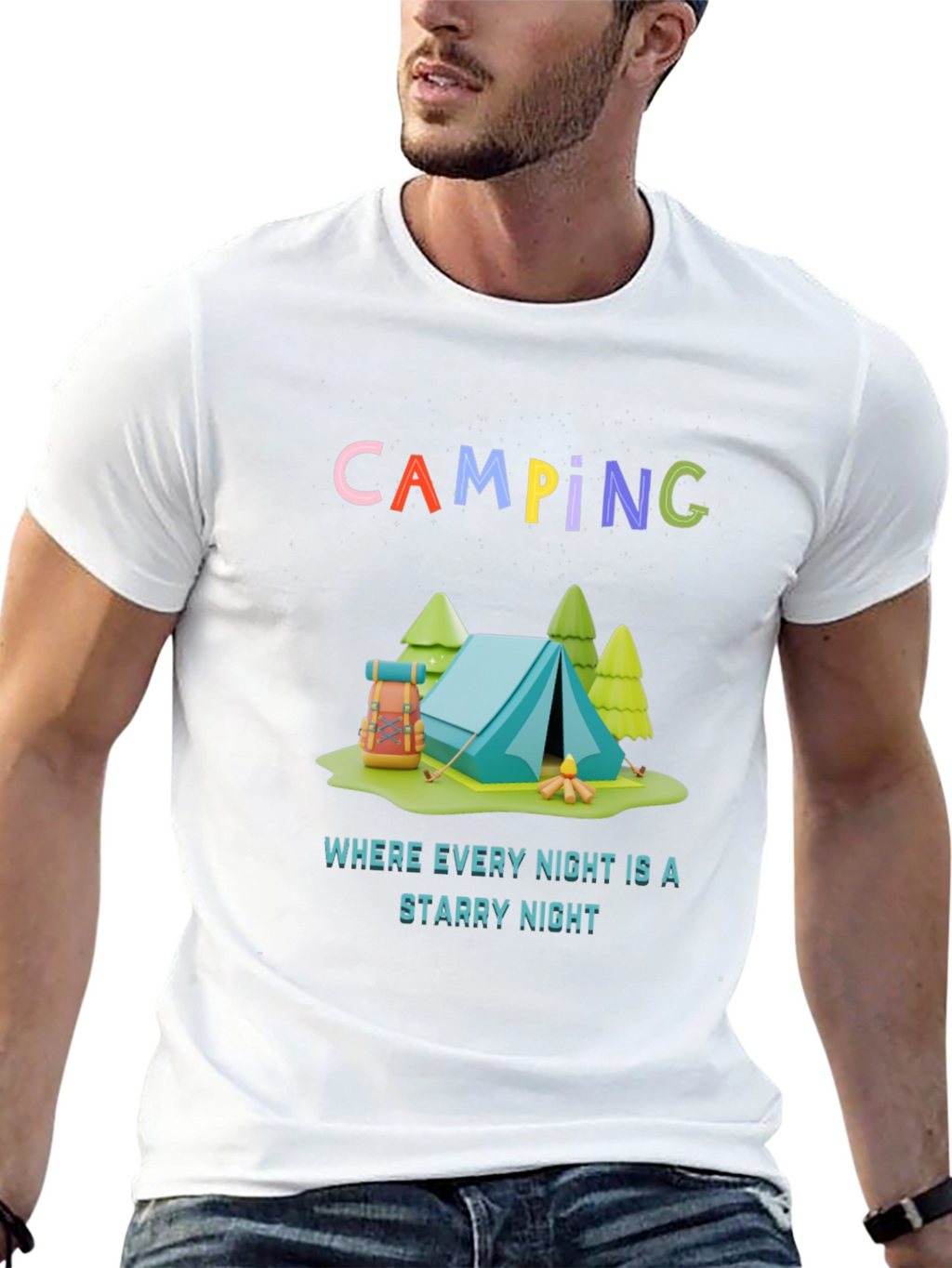 Camping Starry Night Graphic Tee