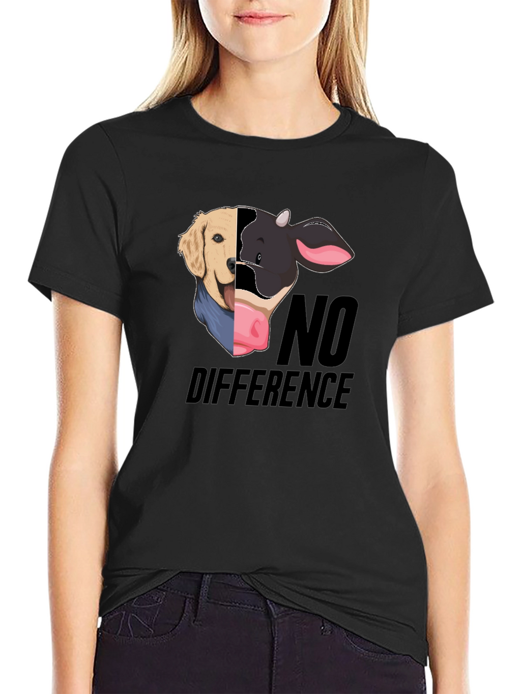 Dog & Cow No Difference Black T-Shirt
