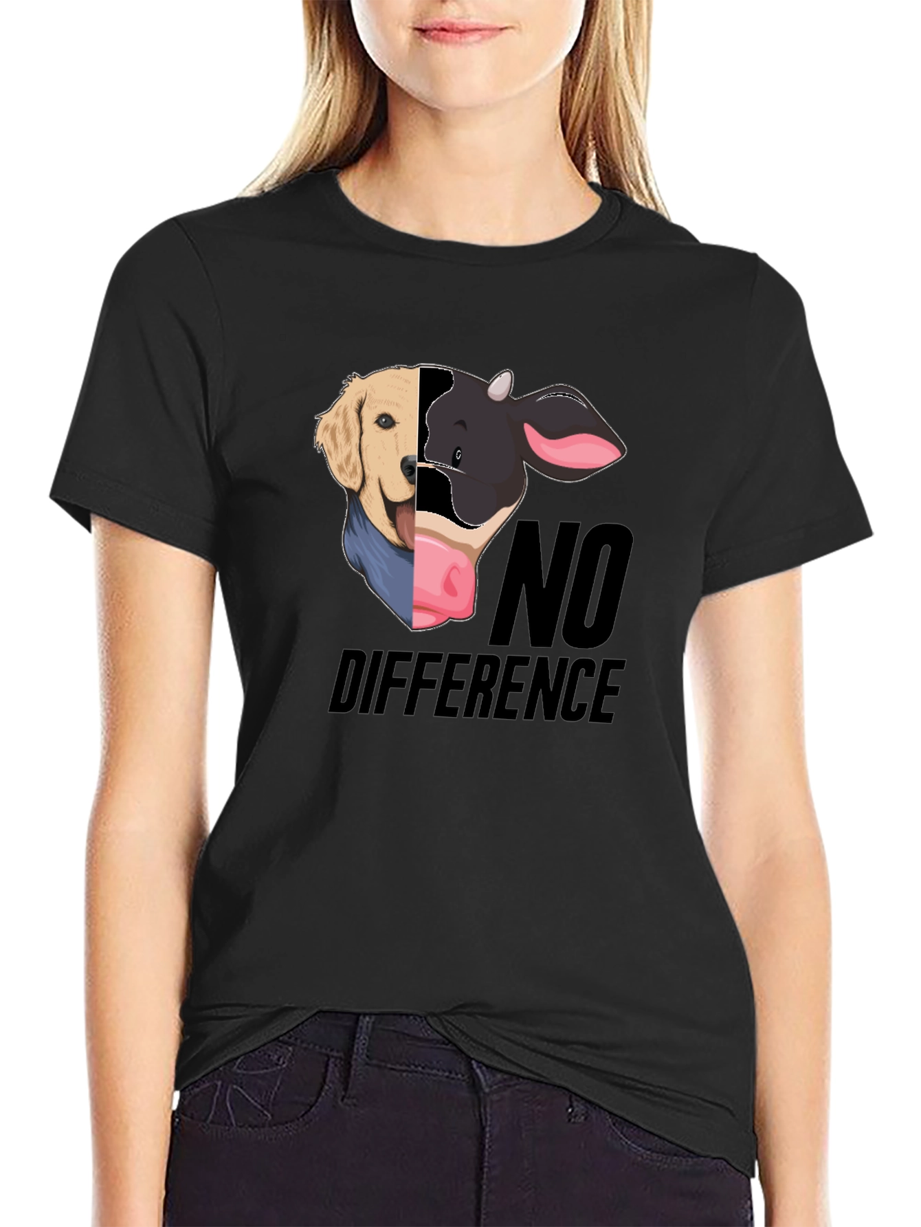 Dog & Cow No Difference Black T-Shirt