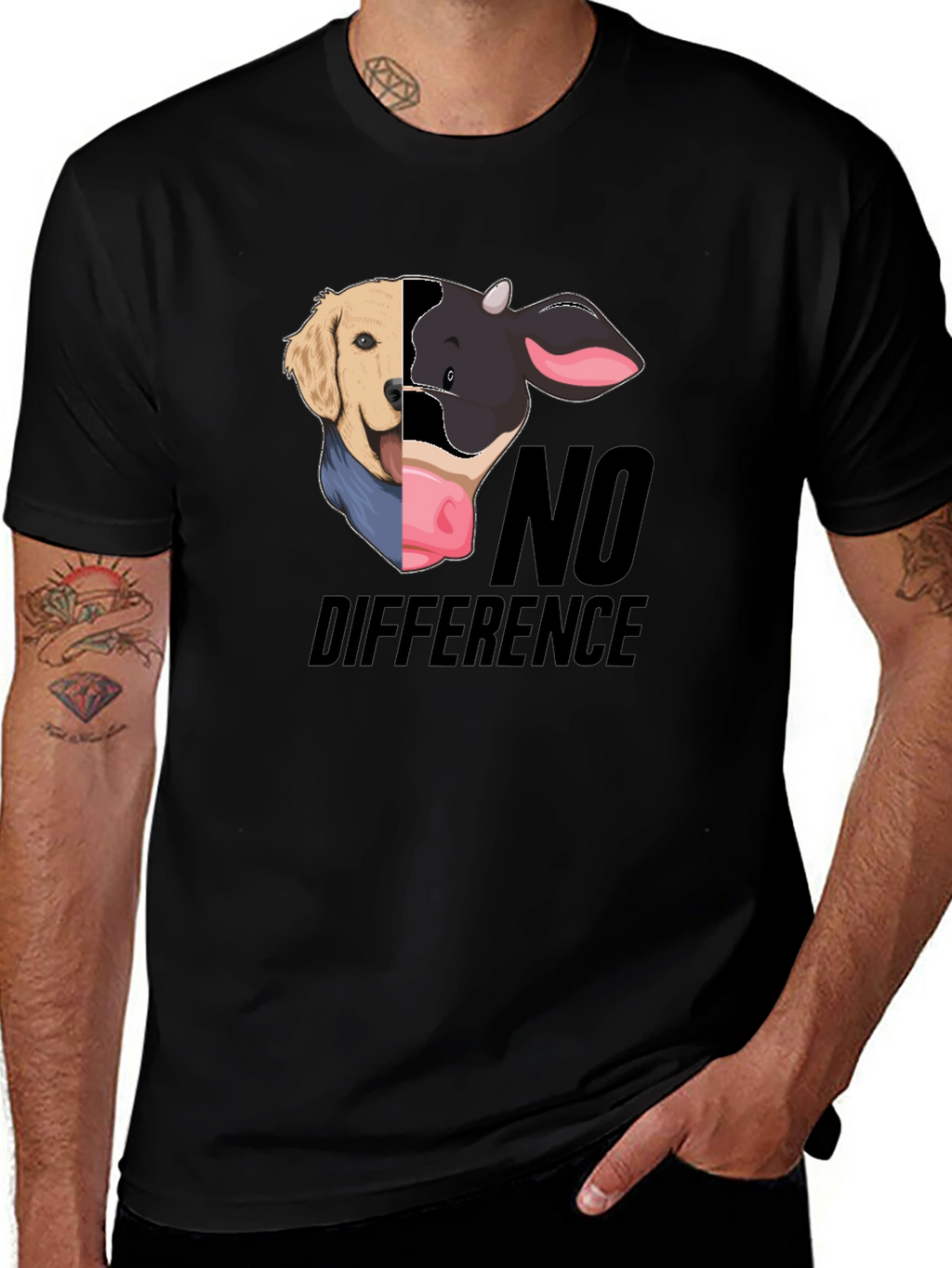 Dog & Cow No Difference Black T-Shirt