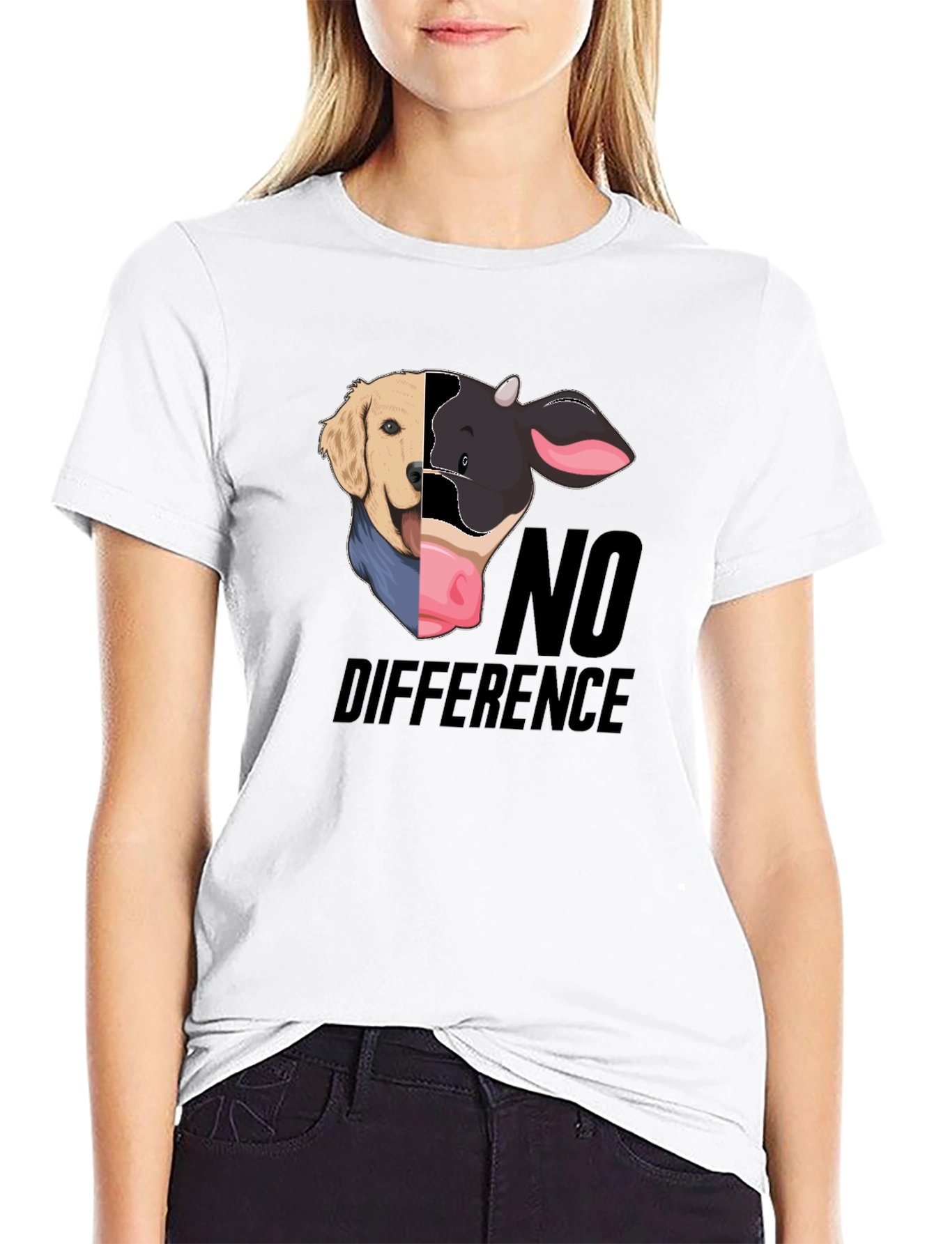 Dog & Cow No Difference Black T-Shirt