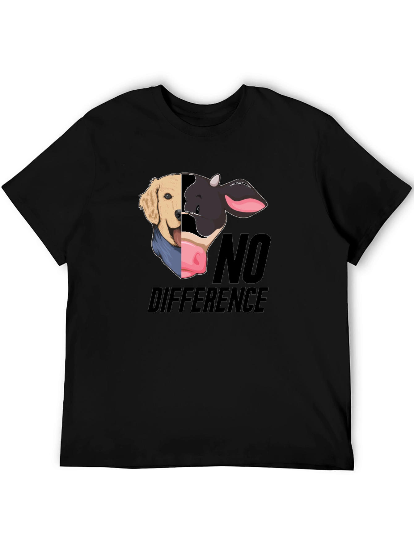 Dog & Cow No Difference Black T-Shirt
