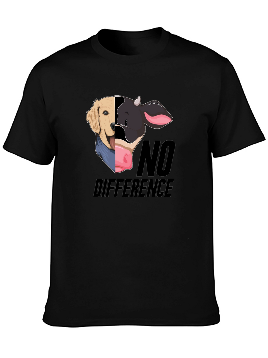 Dog & Cow No Difference Black T-Shirt