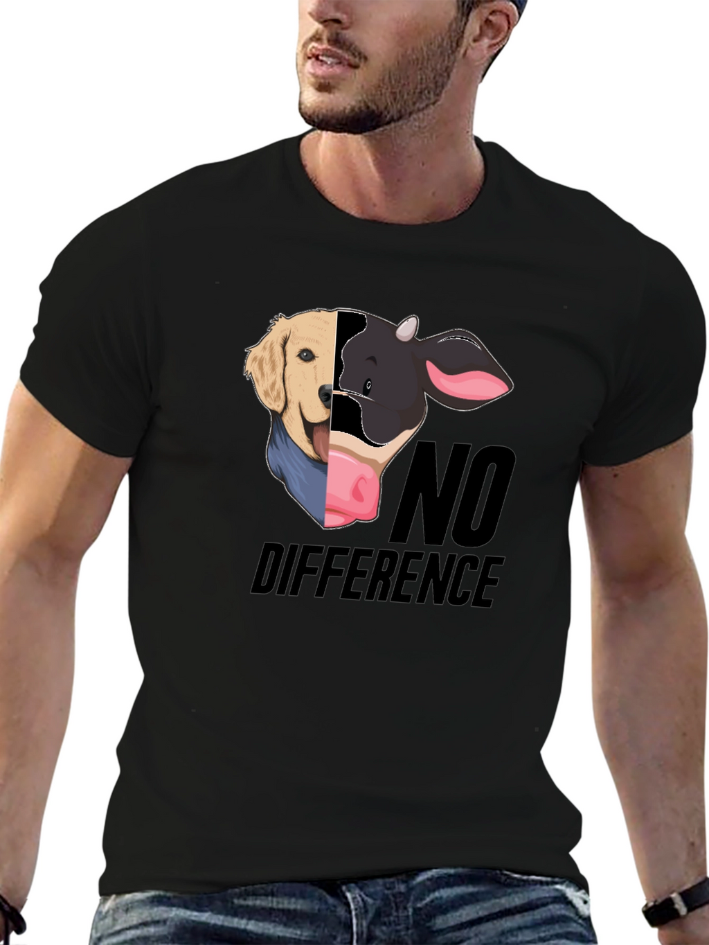 Dog & Cow No Difference Black T-Shirt