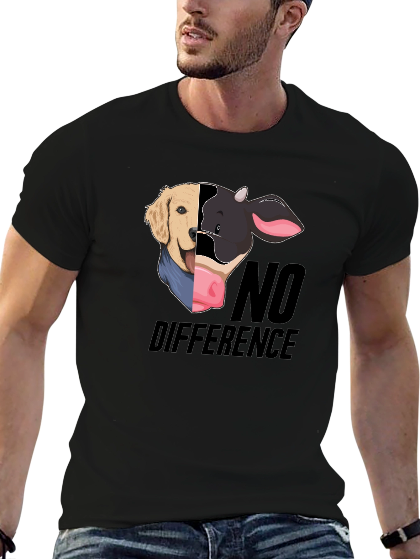 Dog & Cow No Difference Black T-Shirt