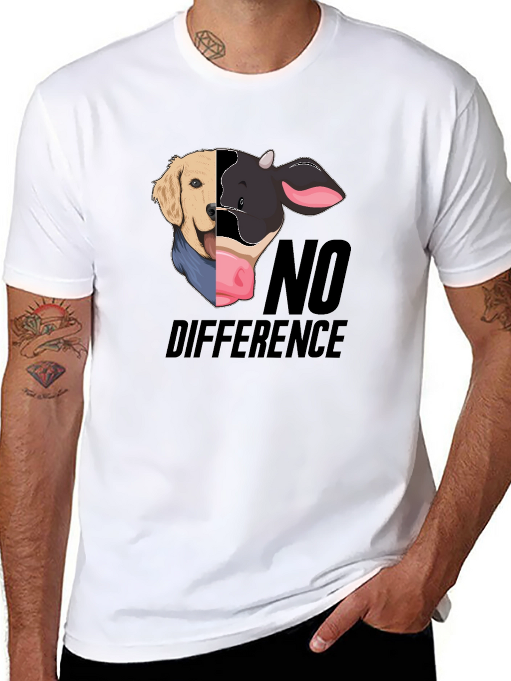 Dog & Cow No Difference Black T-Shirt