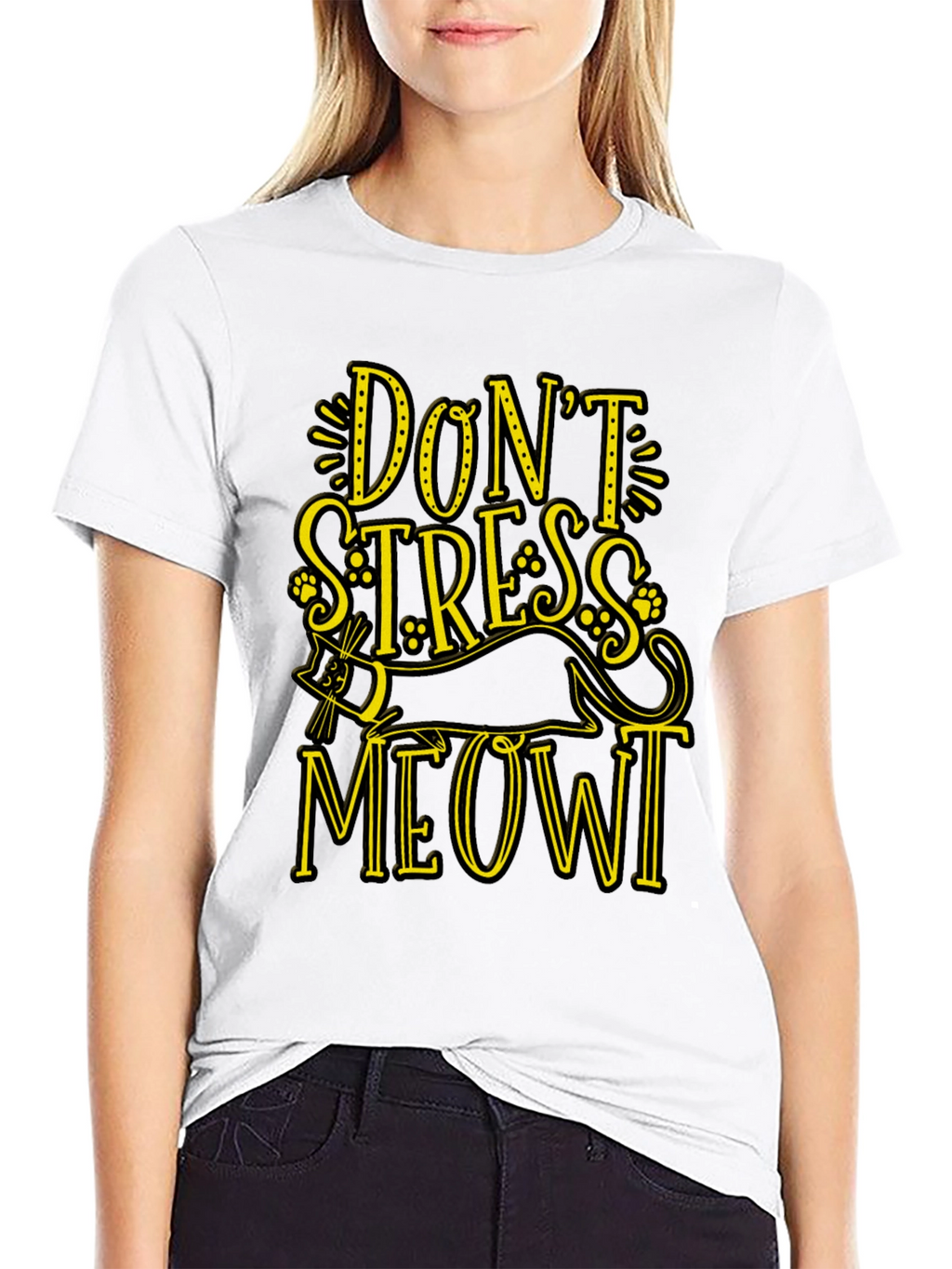 Dont Stress Meowt Black Graphic Tee