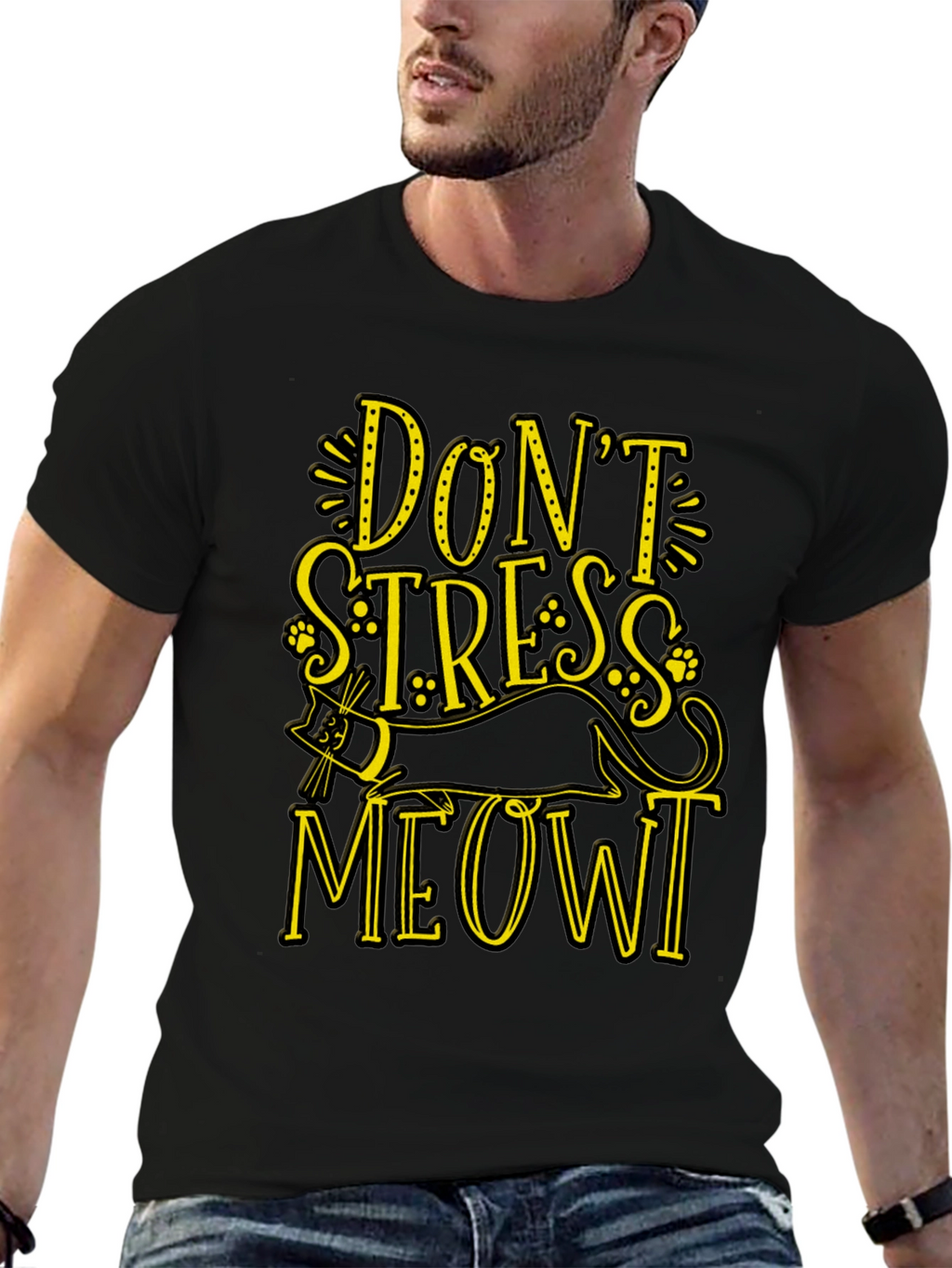 Dont Stress Meowt Black Graphic Tee