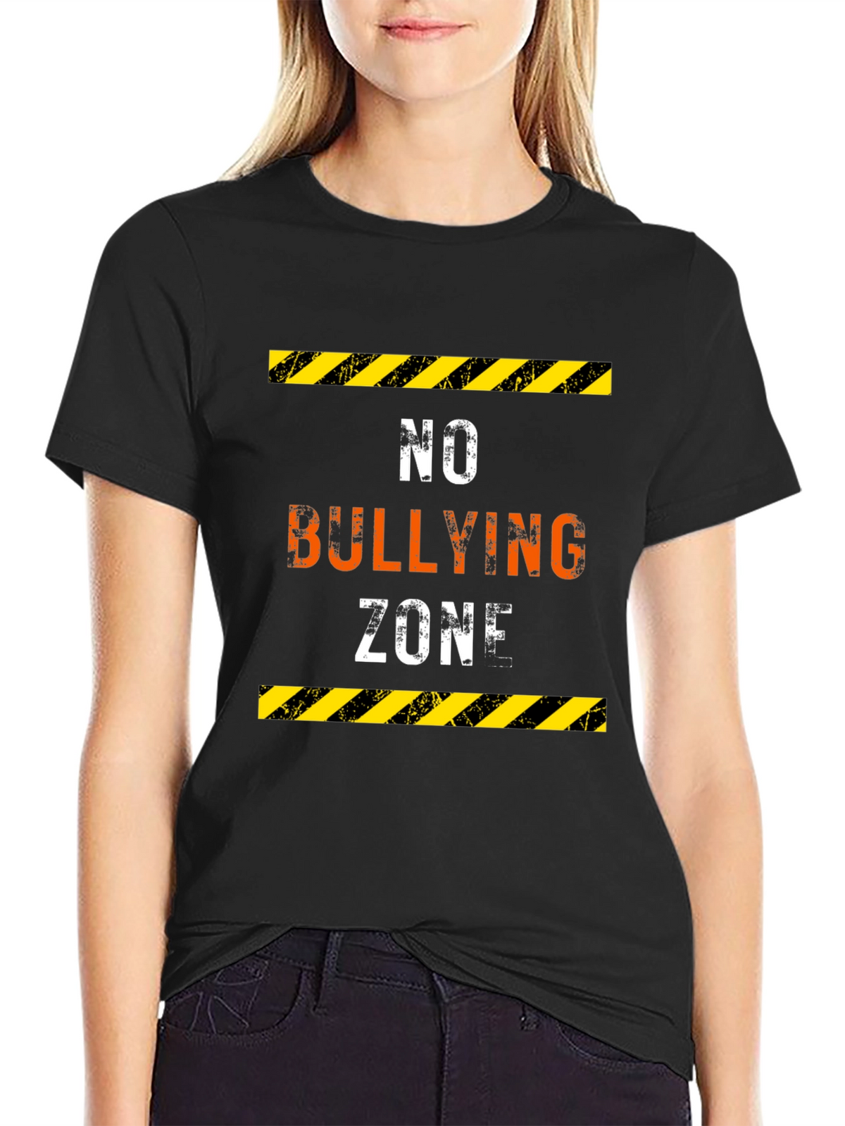 No Bullying Zone Graphic Tee - Black Cotton Comfort