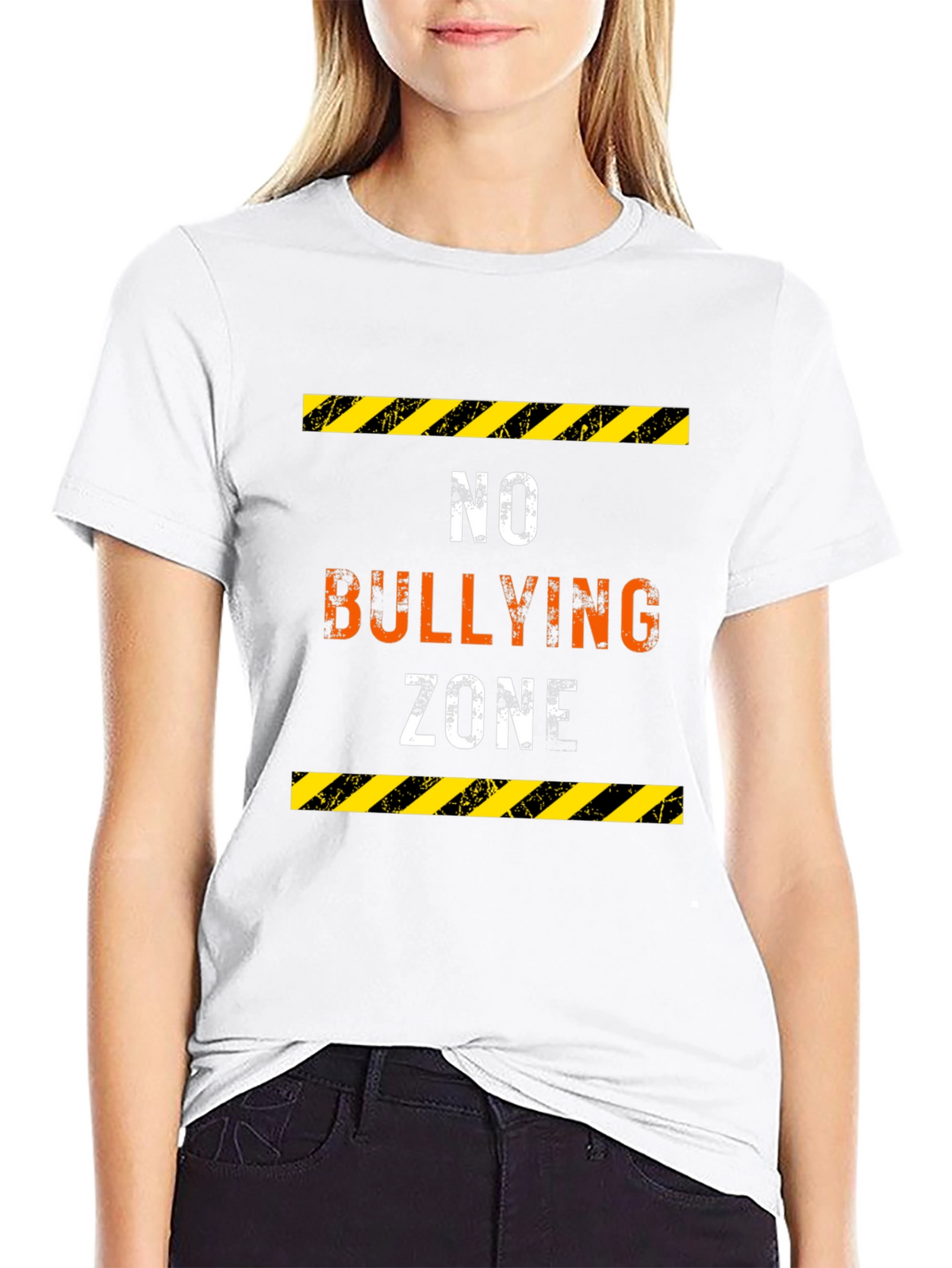 No Bullying Zone Graphic Tee - Black Cotton Comfort