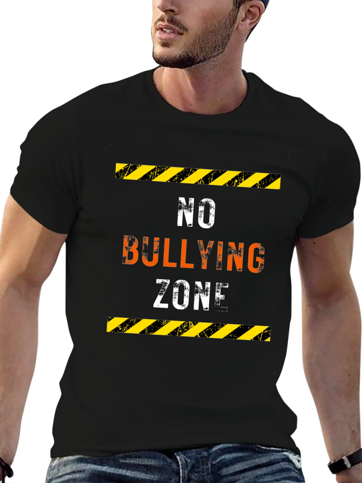 No Bullying Zone Graphic Tee - Black Cotton Comfort