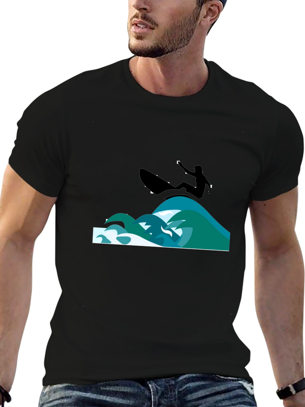 Surfer Graphic Black T-Shirt