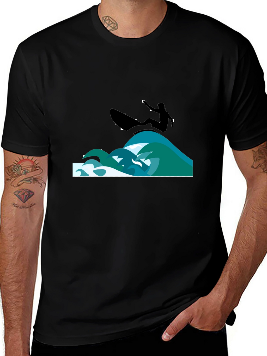 Surfer Graphic Black T-Shirt