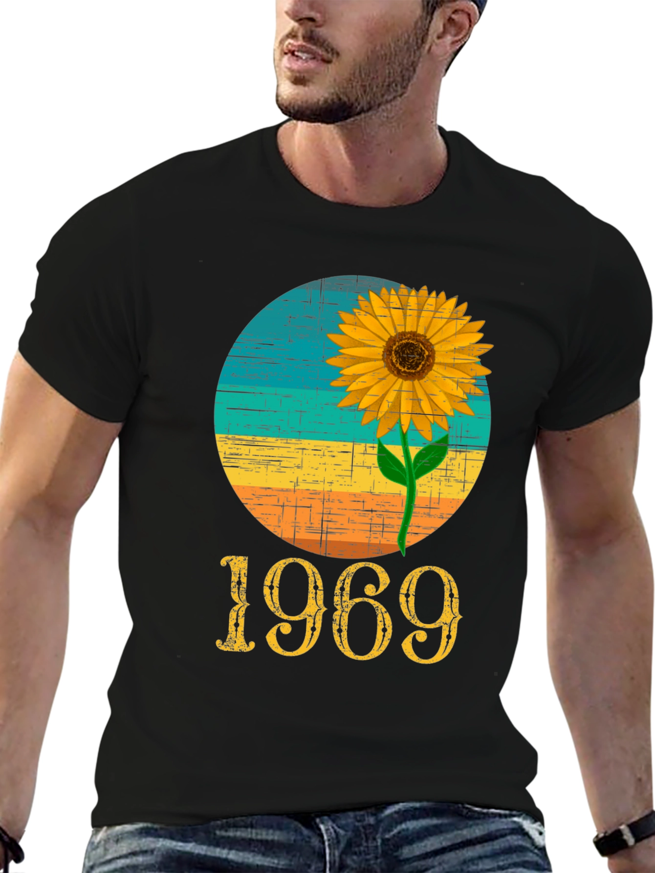 1969 Sunflower Graphic Tee - Retro Birthday Shirt