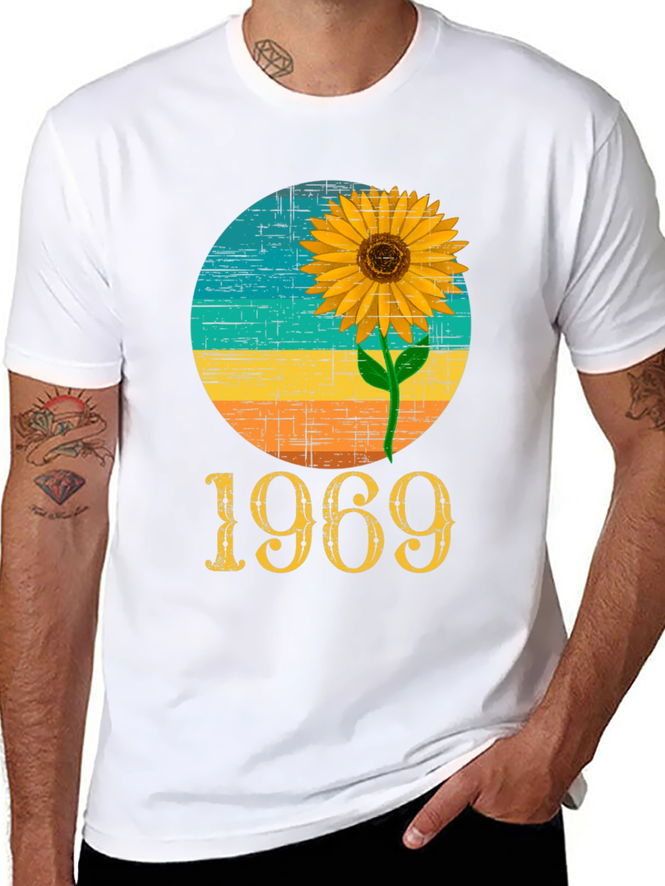 1969 Sunflower Graphic Tee - Retro Birthday Shirt