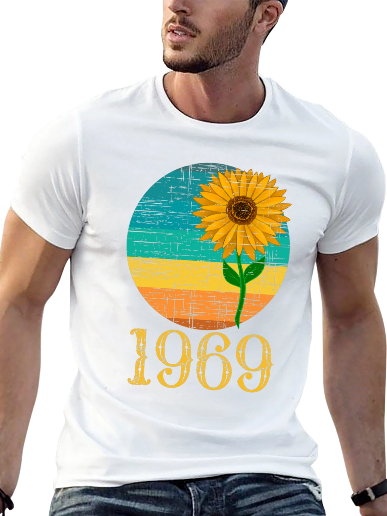 1969 Sunflower Graphic Tee - Retro Birthday Shirt