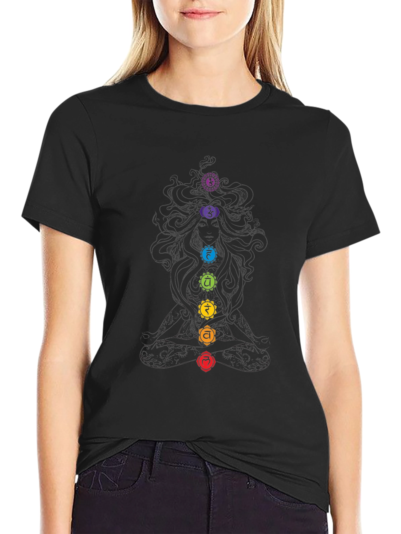 Chakra Symbol Black Graphic Tee