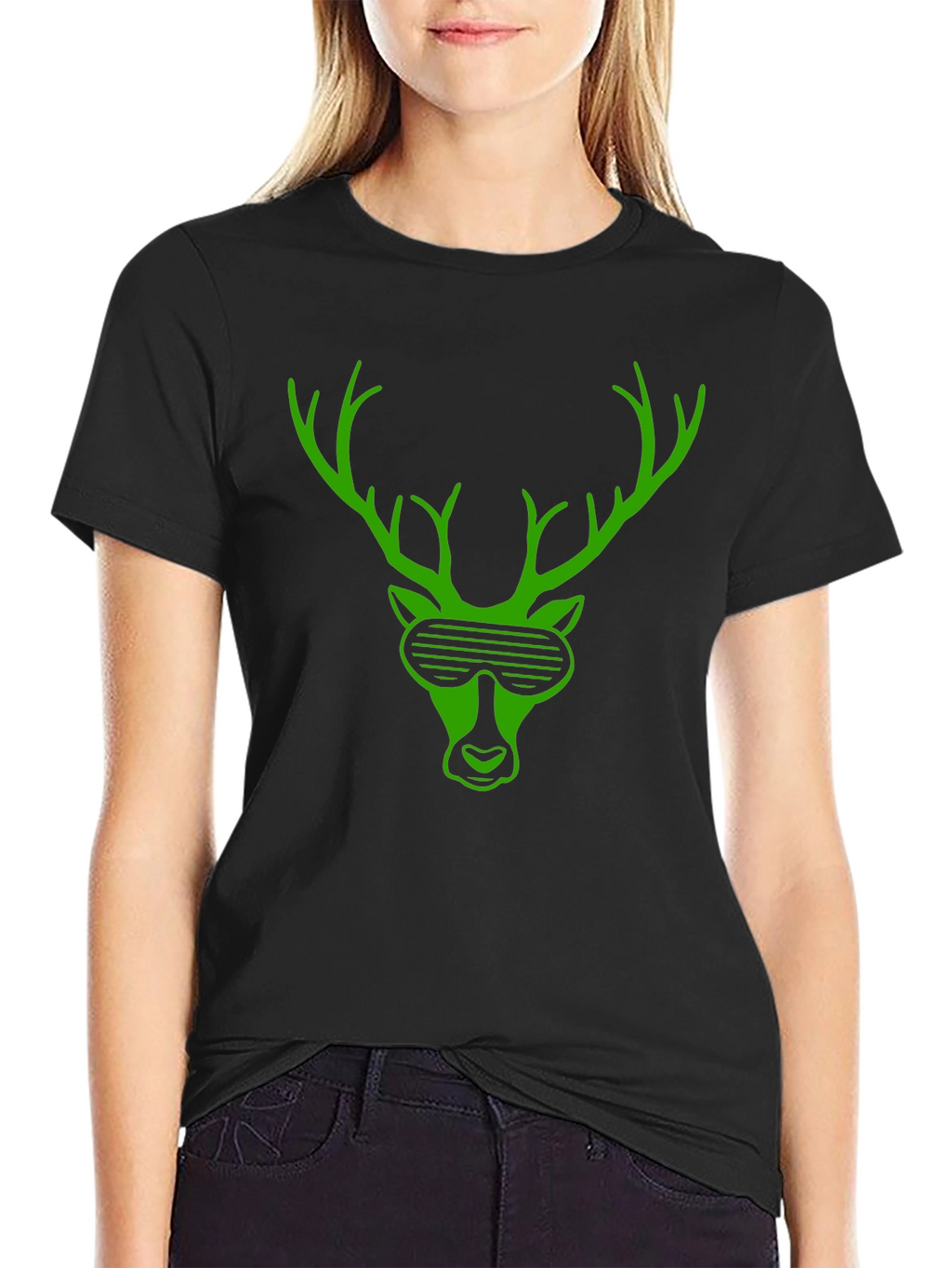 Cool Deer Graphic Tee - Stylish Black T-Shirt