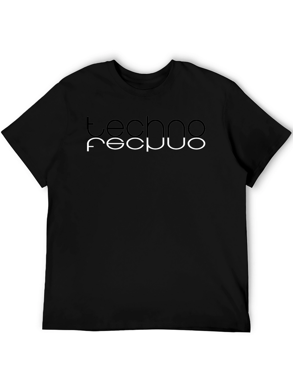 Techno Inverted Text Graphic Black T-Shirt