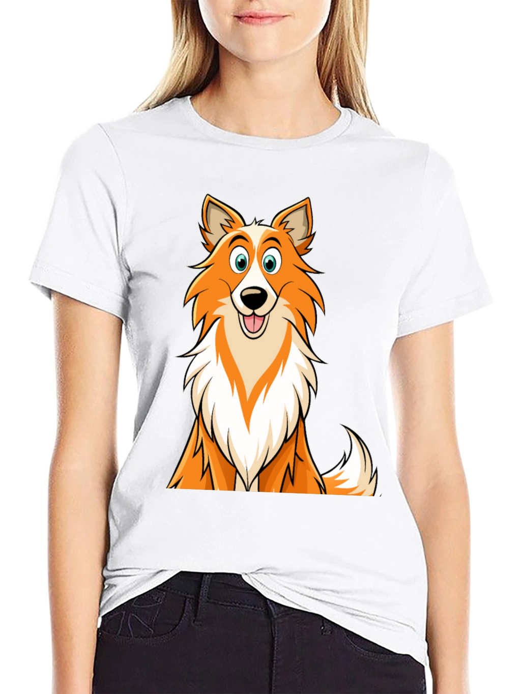 Cartoon Dog Graphic T-Shirt - Black Casual Wear