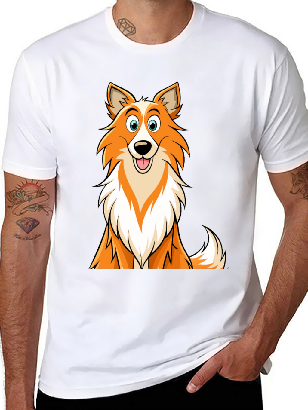 Cartoon Dog Graphic T-Shirt - Black Casual Wear