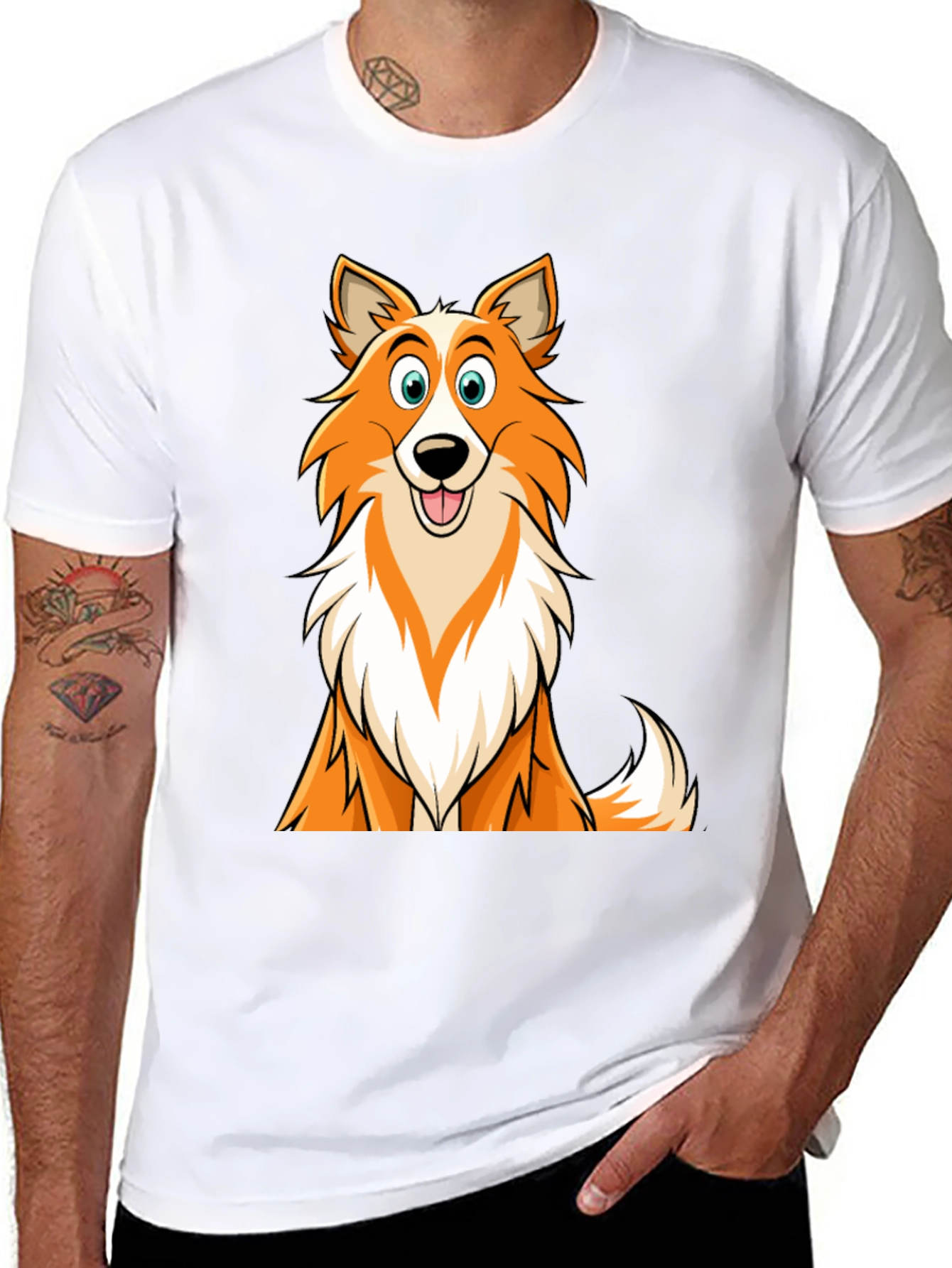 Cartoon Dog Graphic T-Shirt - Black Casual Wear
