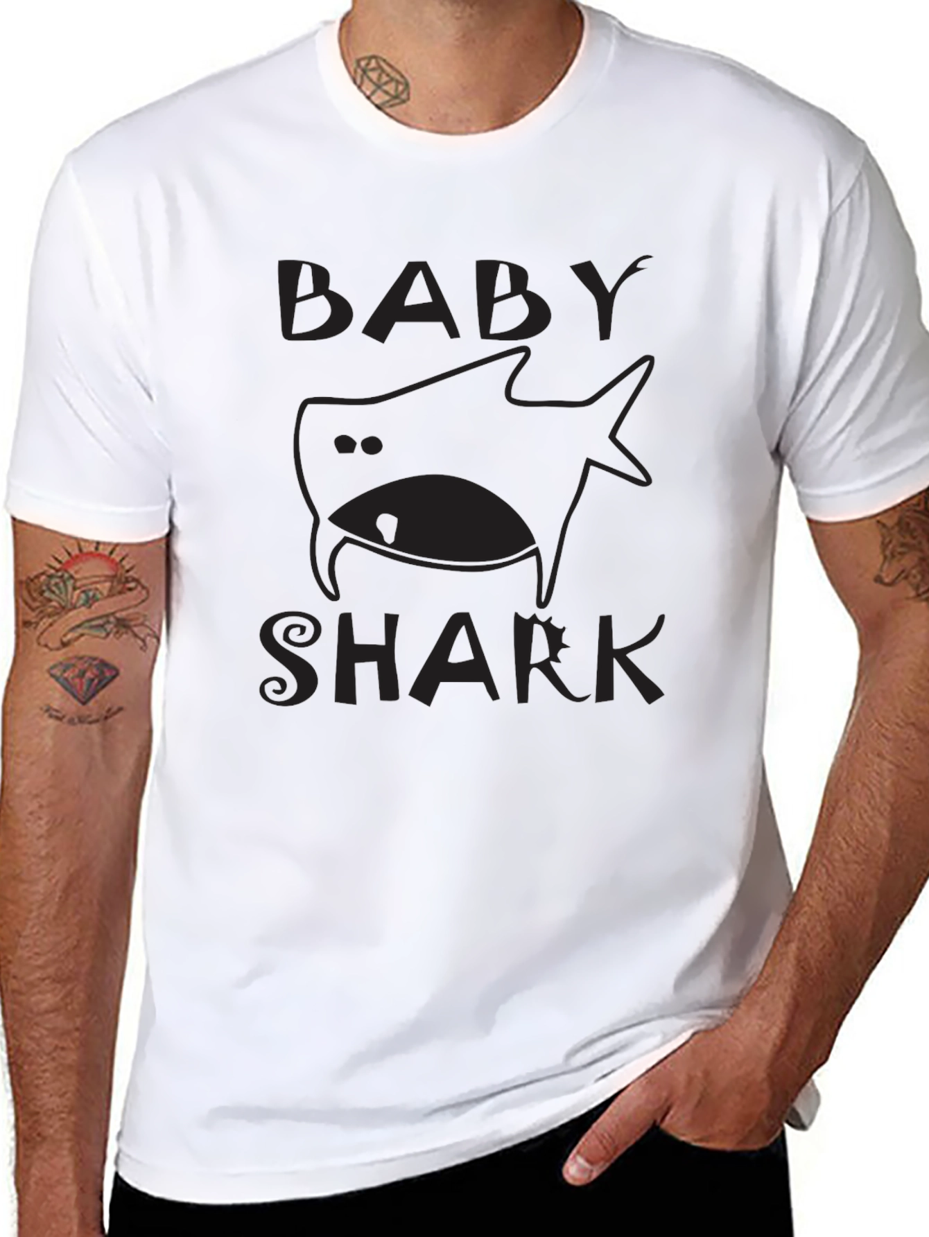Baby Shark Graphic Tee - Black Cotton Shirt