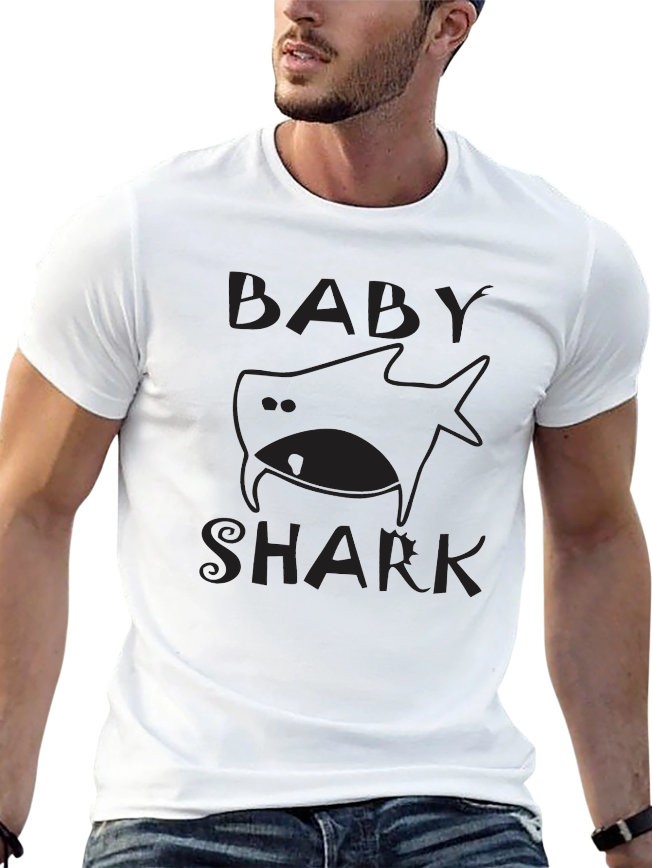 Baby Shark Graphic Tee - Black Cotton Shirt