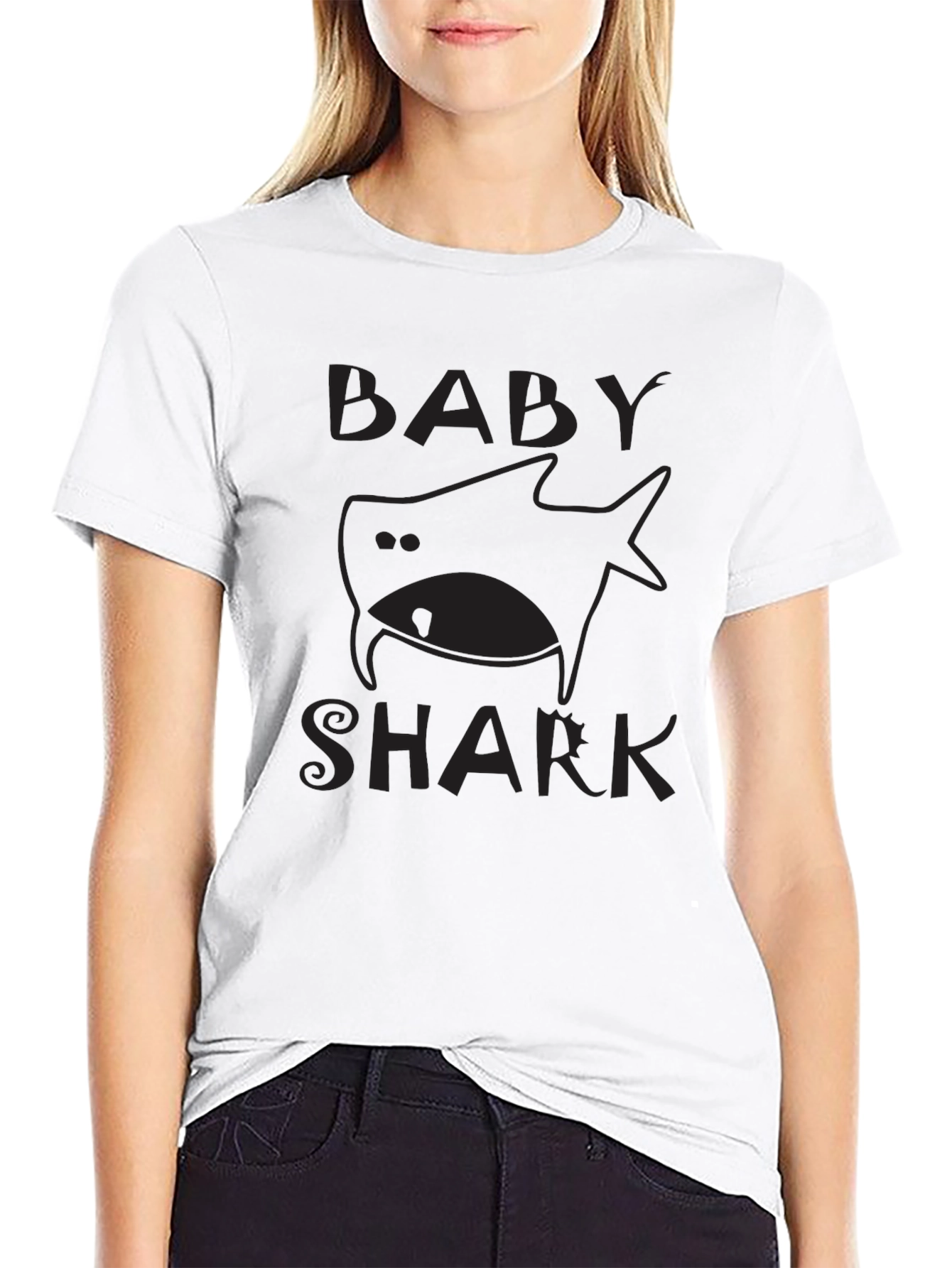 Baby Shark Graphic Tee - Black Cotton Shirt