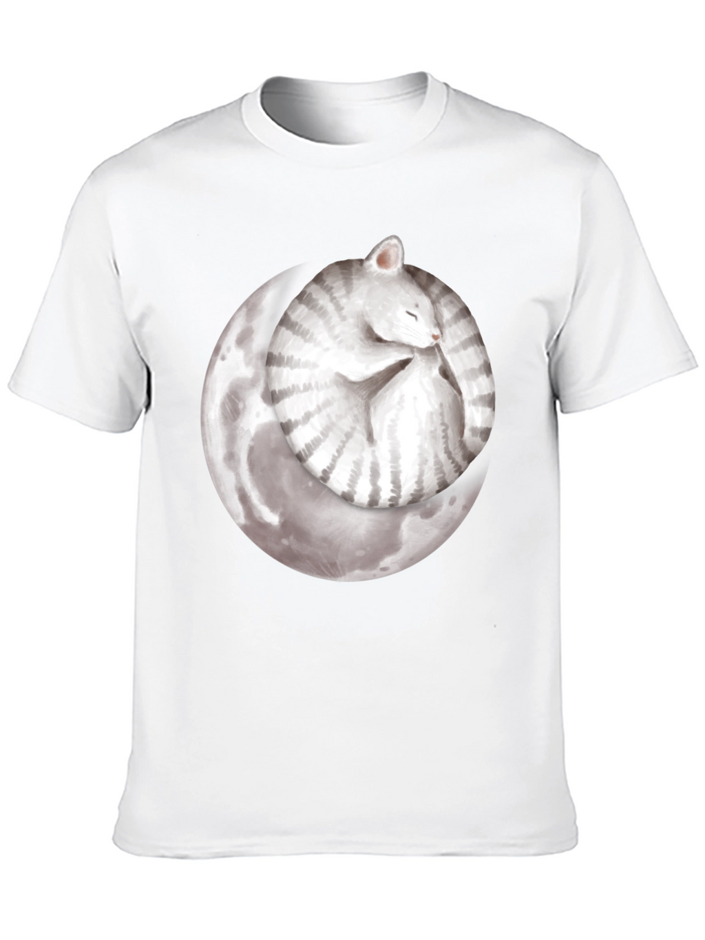 Moon Cat Black T-Shirt - Sleepy Celestial Kitten Tee