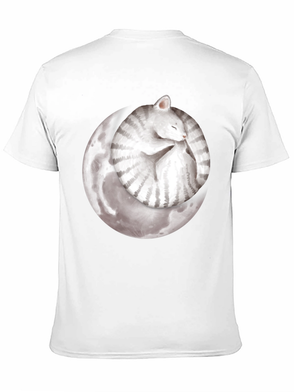 Moon Cat Black T-Shirt - Sleepy Celestial Kitten Tee