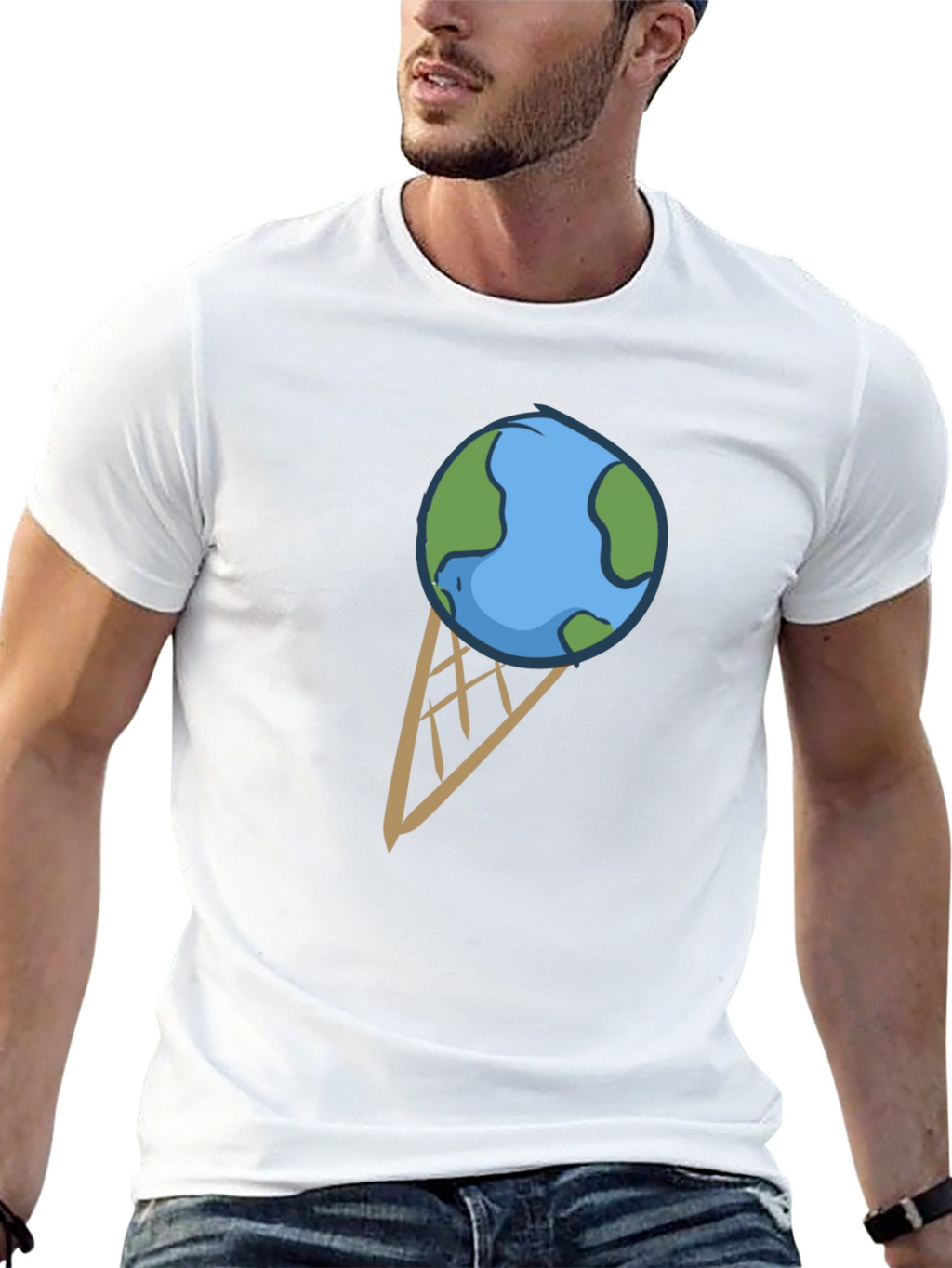 Earth Ice Cream Cone Graphic T-Shirt