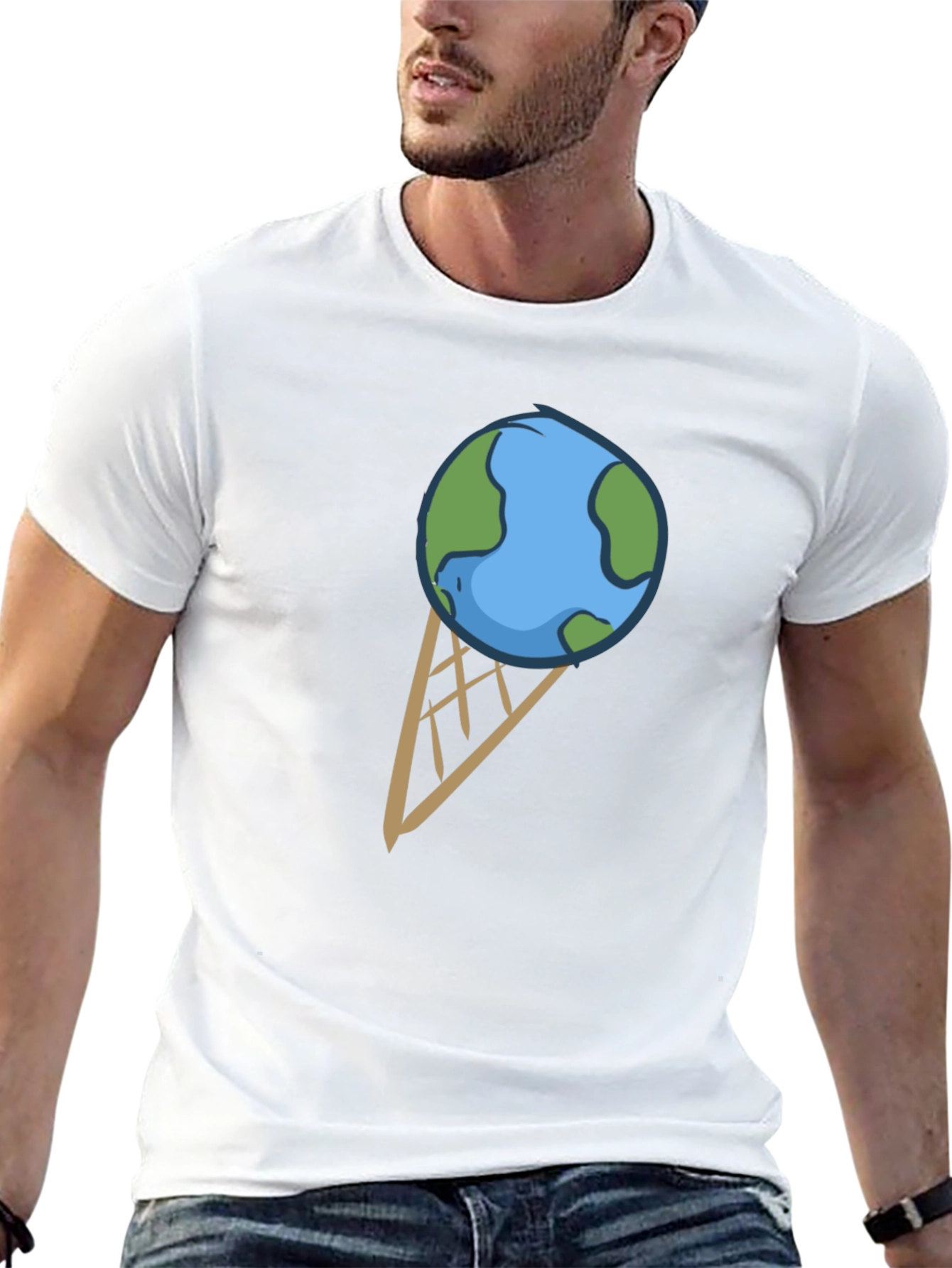 Earth Ice Cream Cone Graphic T-Shirt