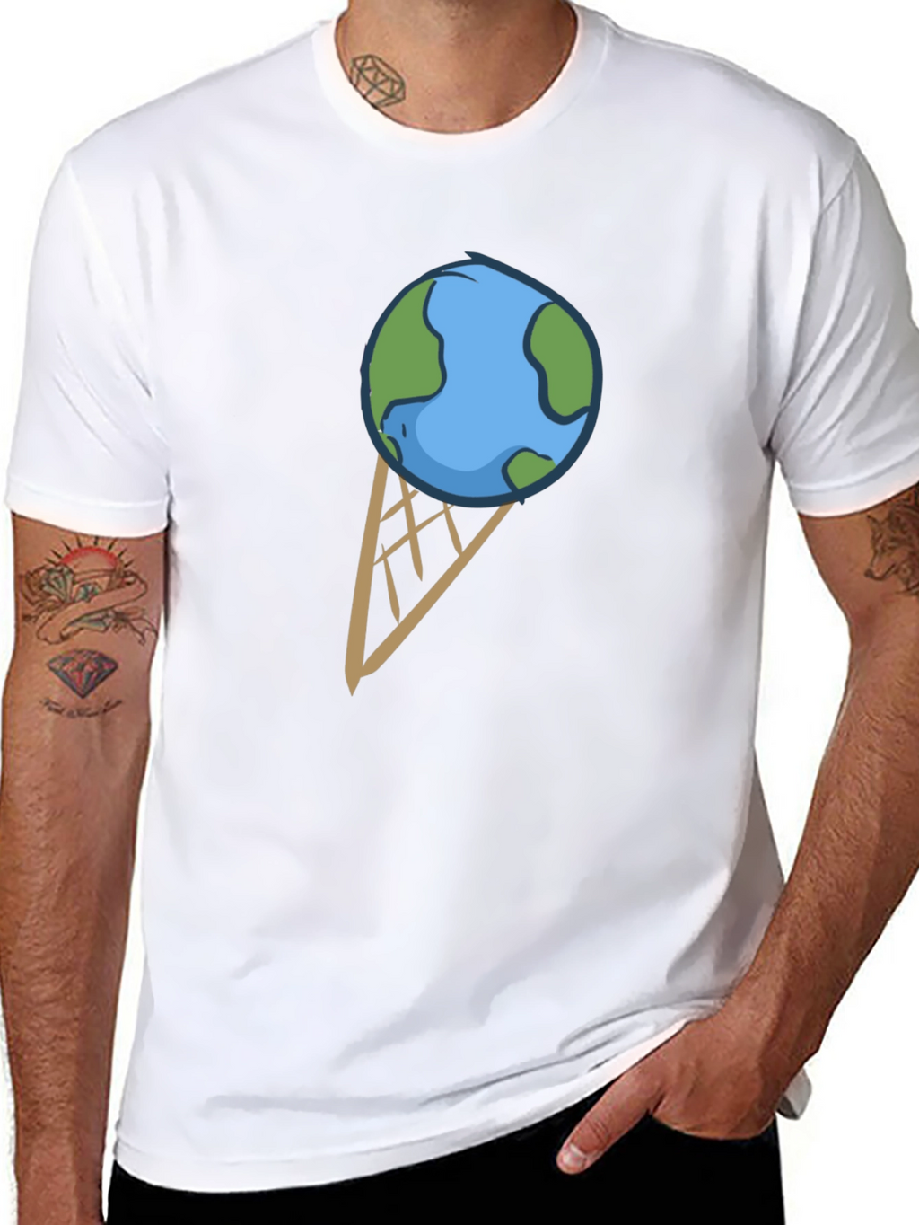 Earth Ice Cream Cone Graphic T-Shirt