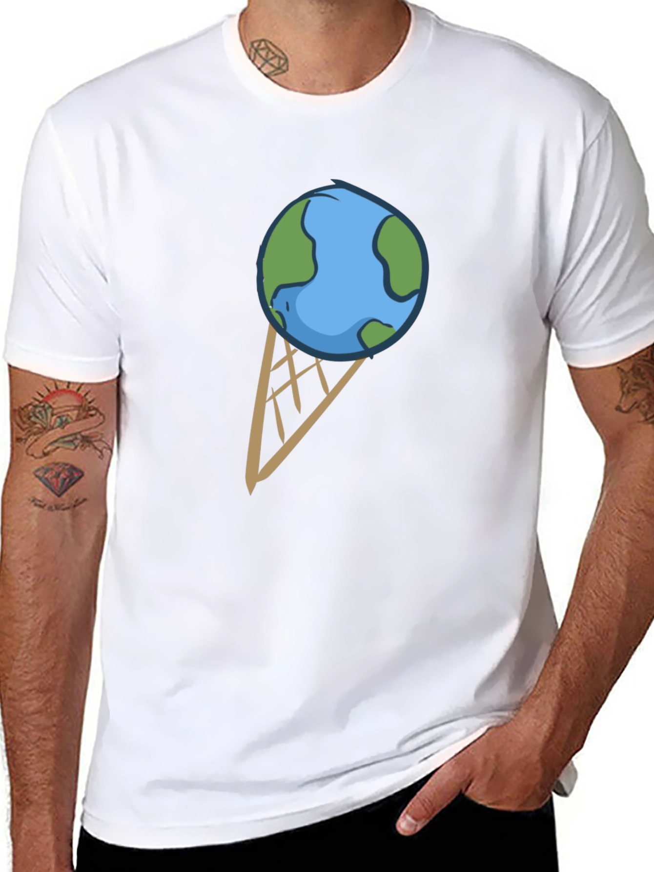 Earth Ice Cream Cone Graphic T-Shirt
