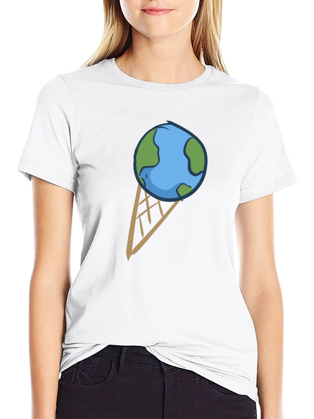 Earth Ice Cream Cone Graphic T-Shirt