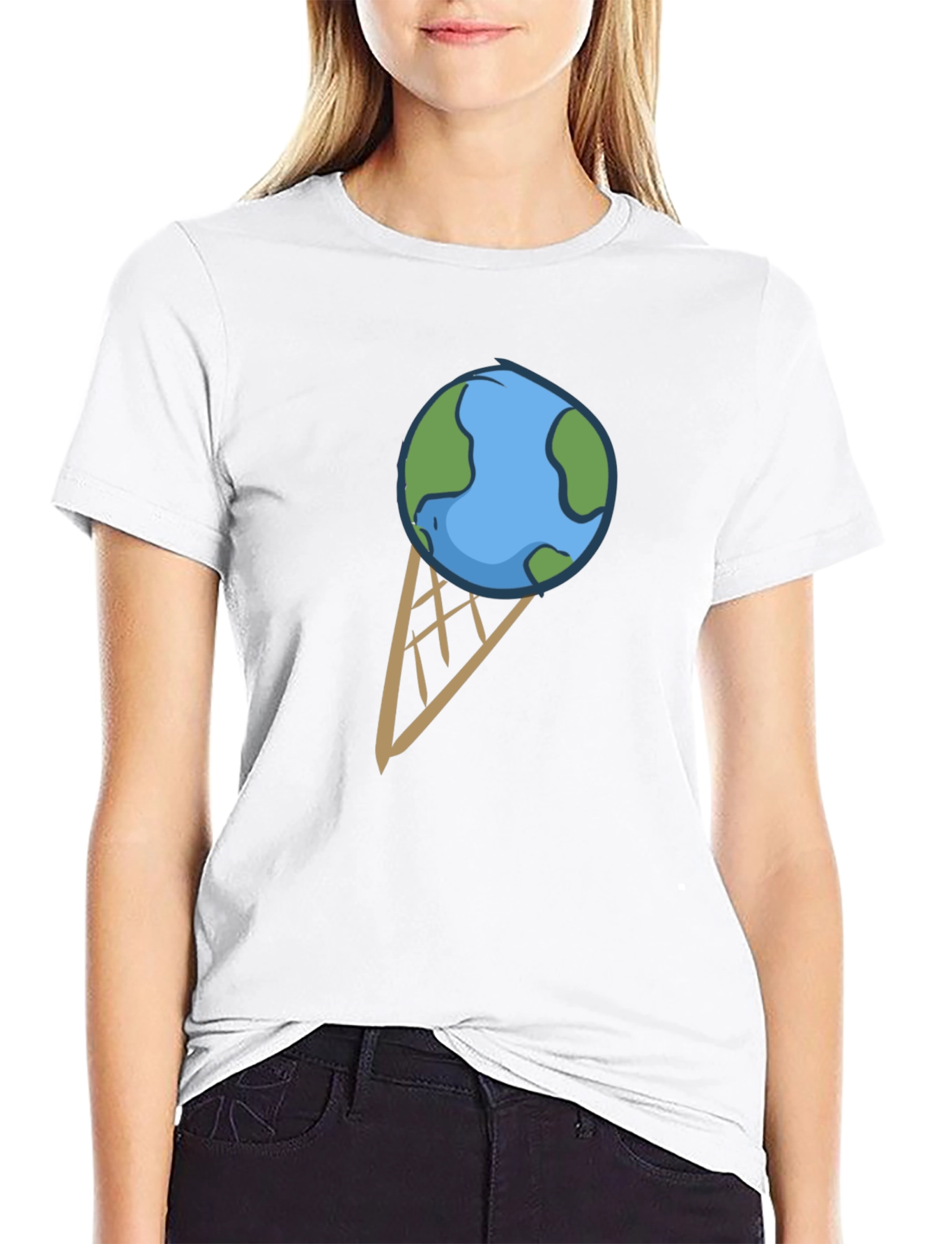 Earth Ice Cream Cone Graphic T-Shirt