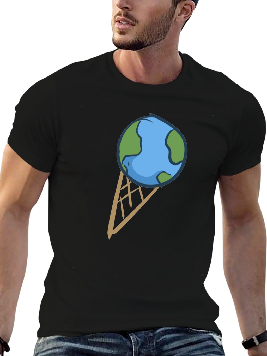 Earth Ice Cream Cone Graphic T-Shirt